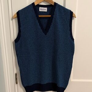 Brora Men’s Cashere Blue Sweater Vest, S/M